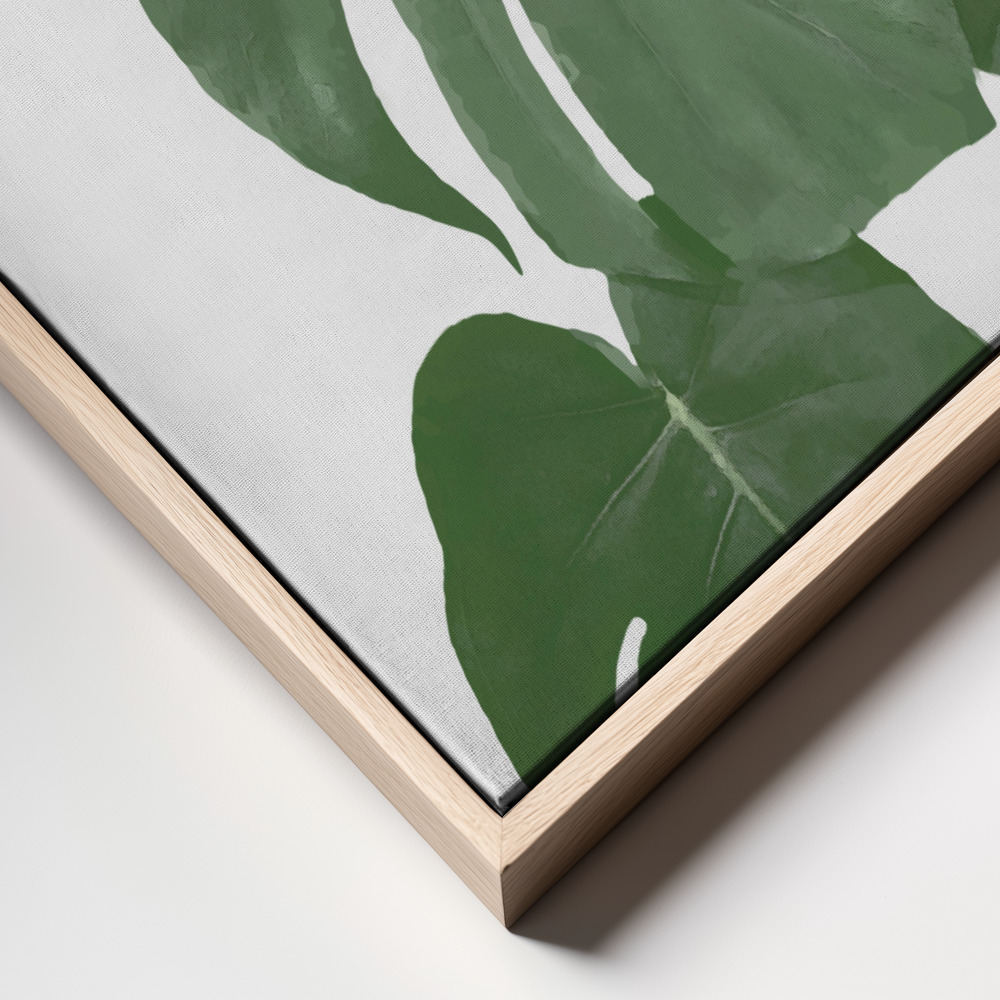 Canvas taulu - Monstera Aqua 03 kehys lähikuva - luonnollinen kehys