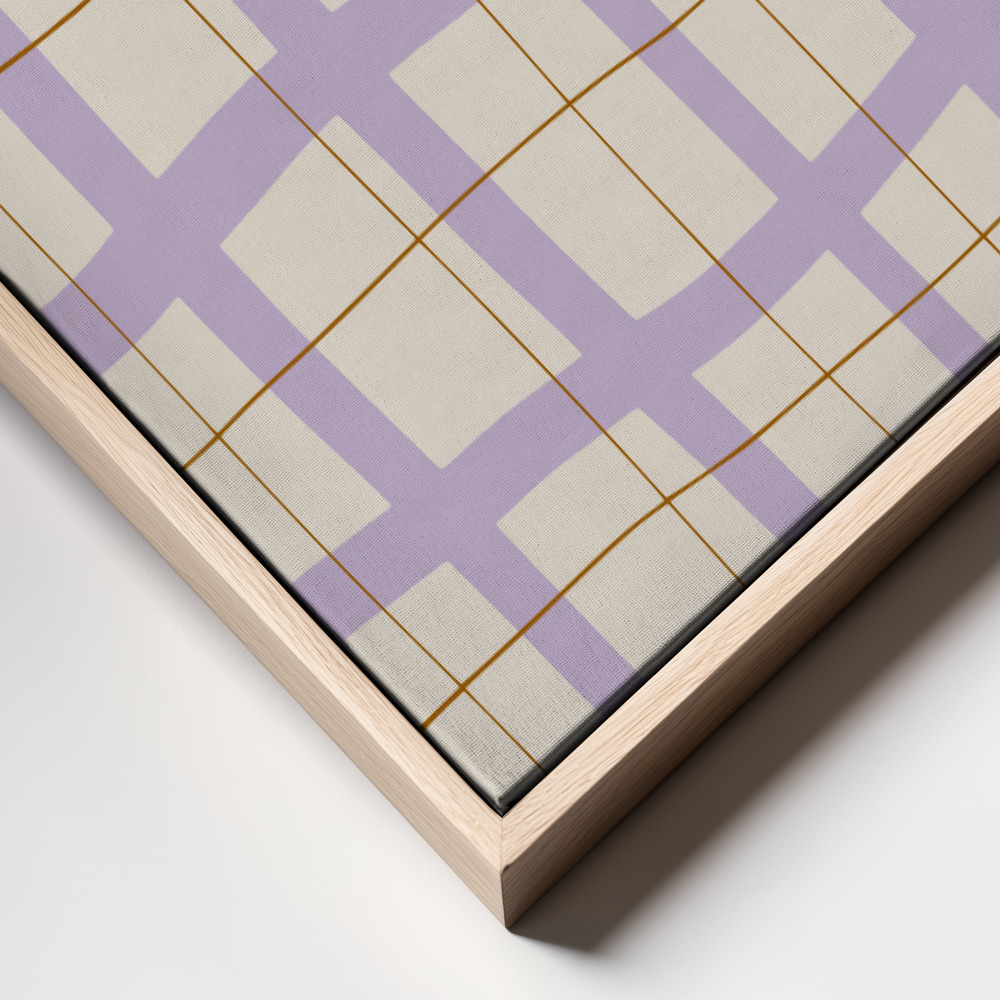 Lærred - Lilac Grid ramme nærbillede - naturlig ramme