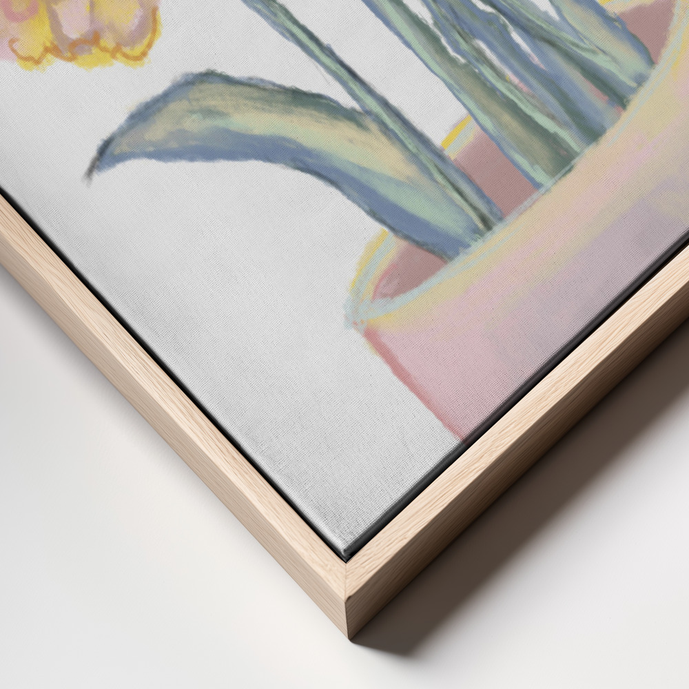 Canvas schilderi - Yellow flowers frame close up - natuurlijk frame