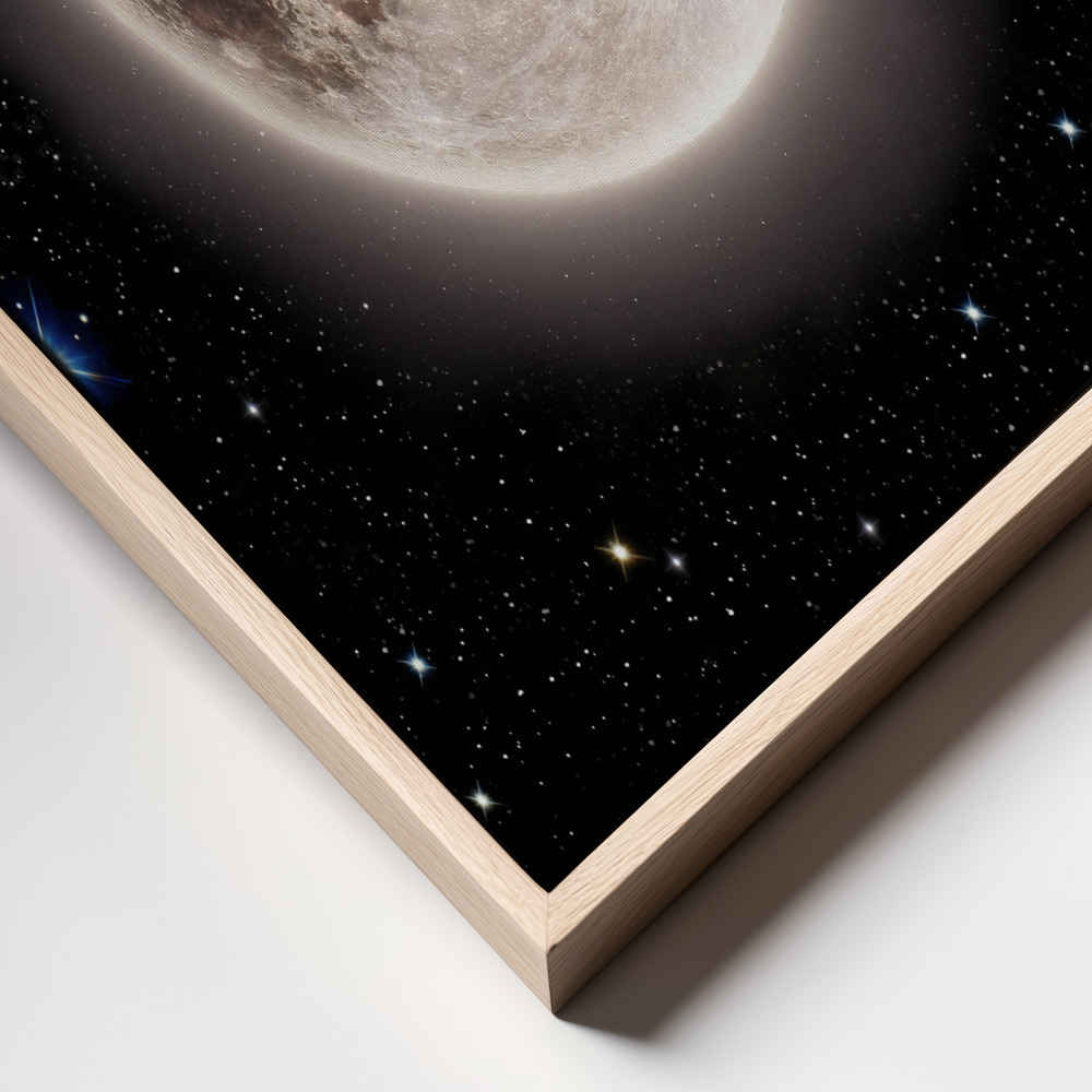 Canvas print - Glowing Emerald Moon With Starry Sky frame close up