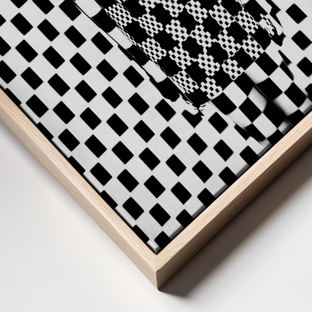 Canvas print - Chess Board - one more Black Square frame close up - natural frame