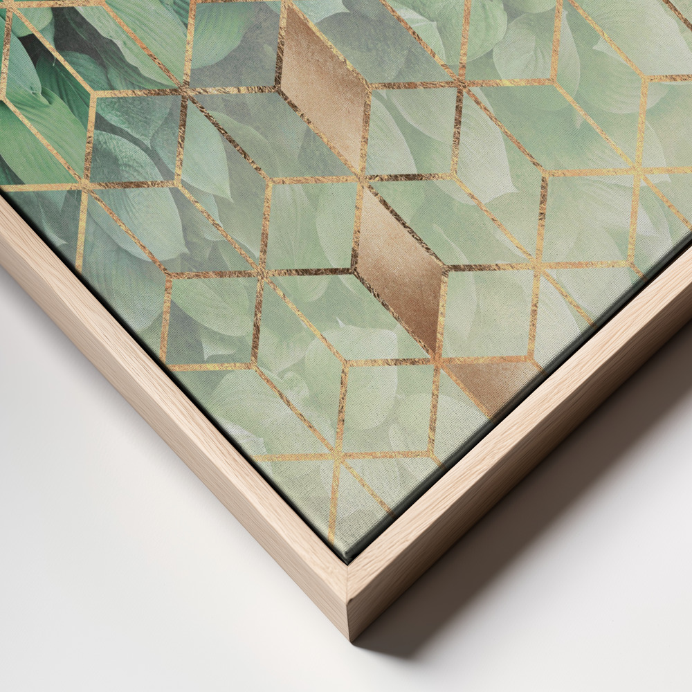 Obraz na płótnie - Leaves And Cubes frame close up