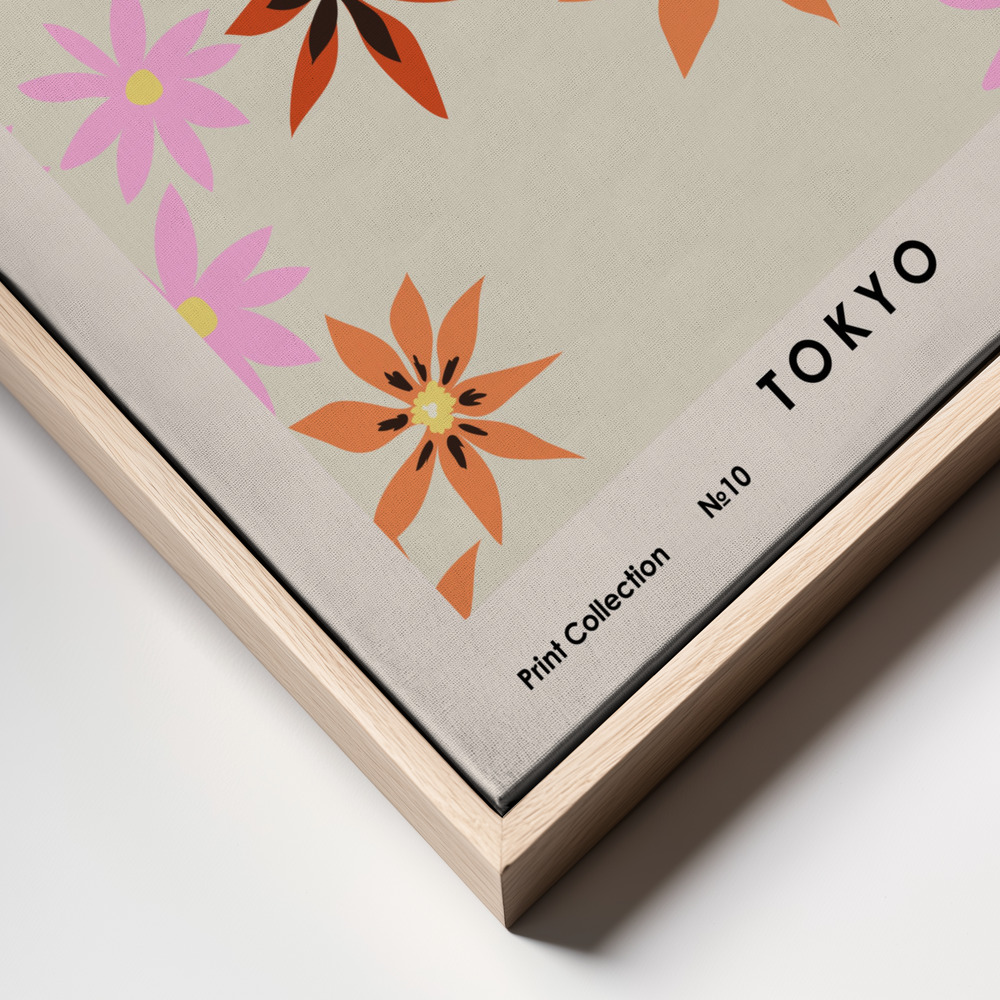 Canvas taulu - Flower Market Tokyo kehys lähikuva - luonnollinen kehys