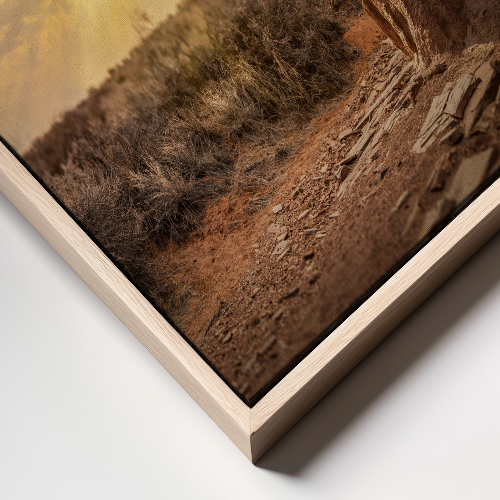 Canvas schilderi - SundownCheetah frame close up - natuurlijk frame