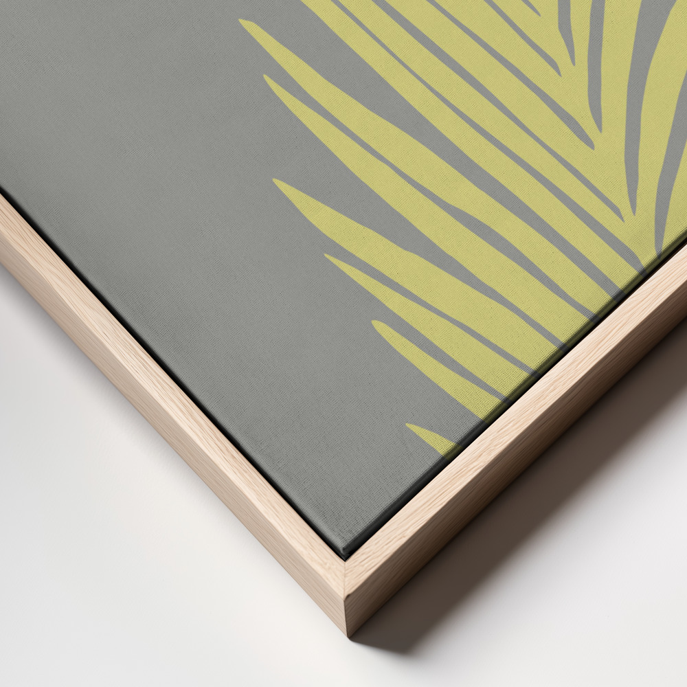Canvas schilderi - Palm Leaf Yellow frame close up - natuurlijk frame