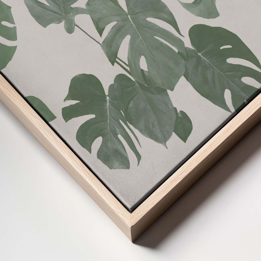 Canvas schilderi - Monstera Leaves frame close up - natuurlijk frame