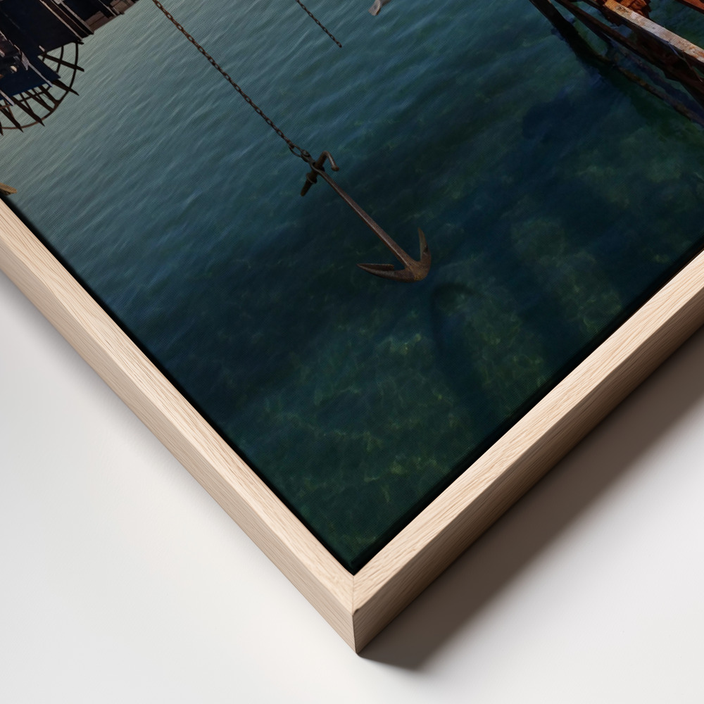 Canvas schilderi - The old seafarer frame close up - natuurlijk frame