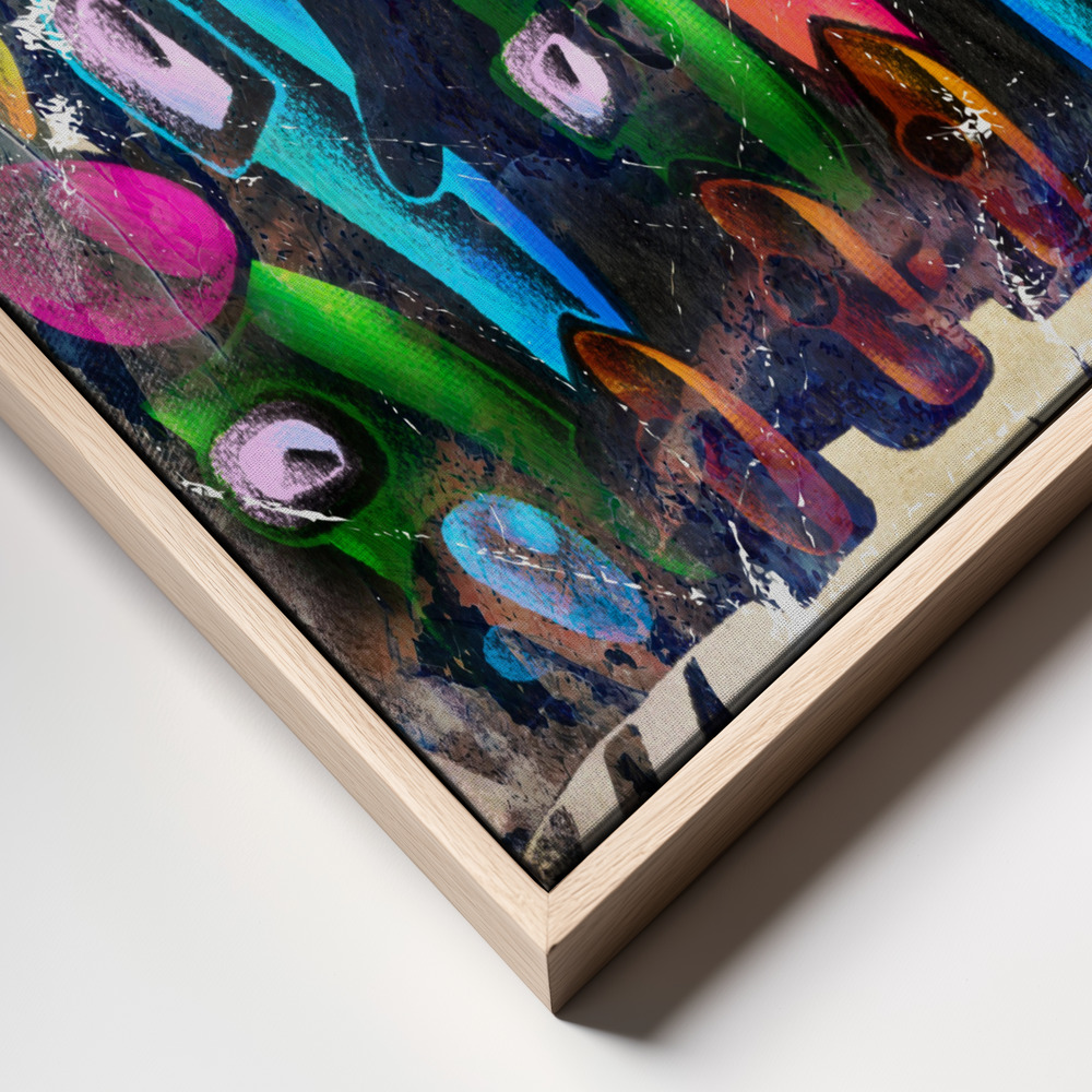 Canvas print - The moon is awake in the city frame close up