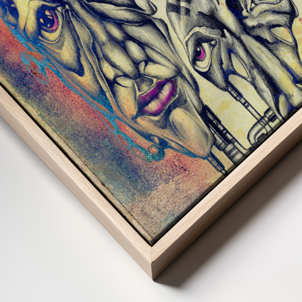 Canvas print - Shaman and faces of souls frame close up