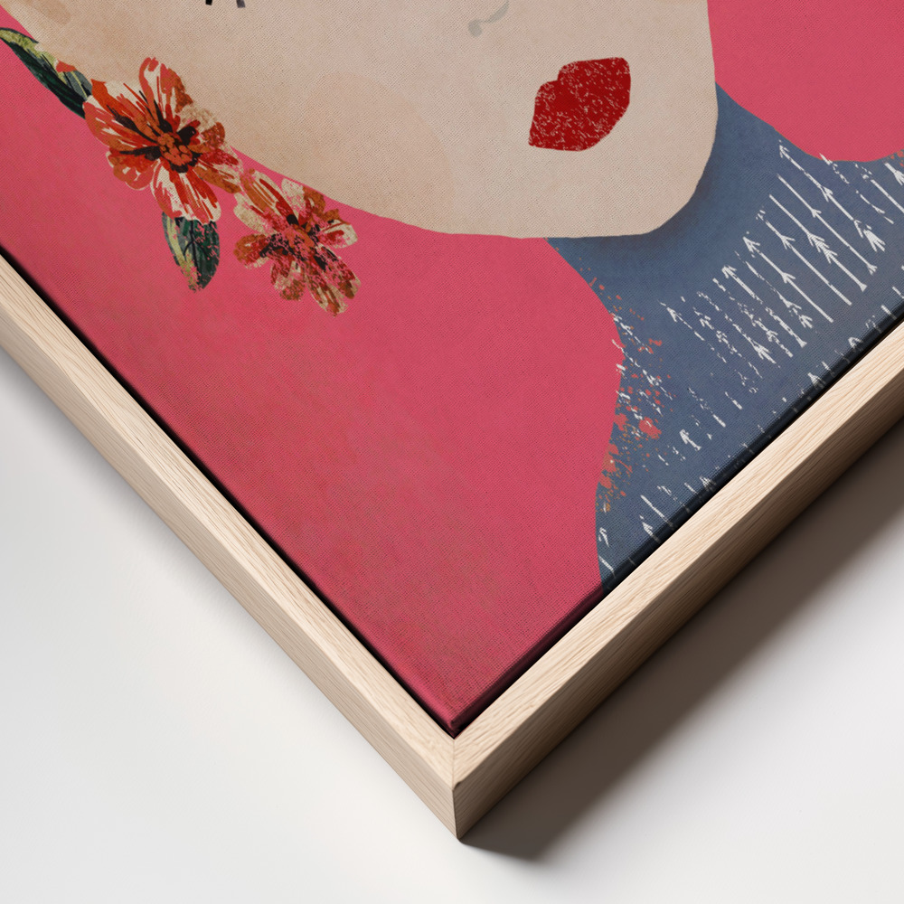 Stampe su tela - Frida (Pink Version) frame close up