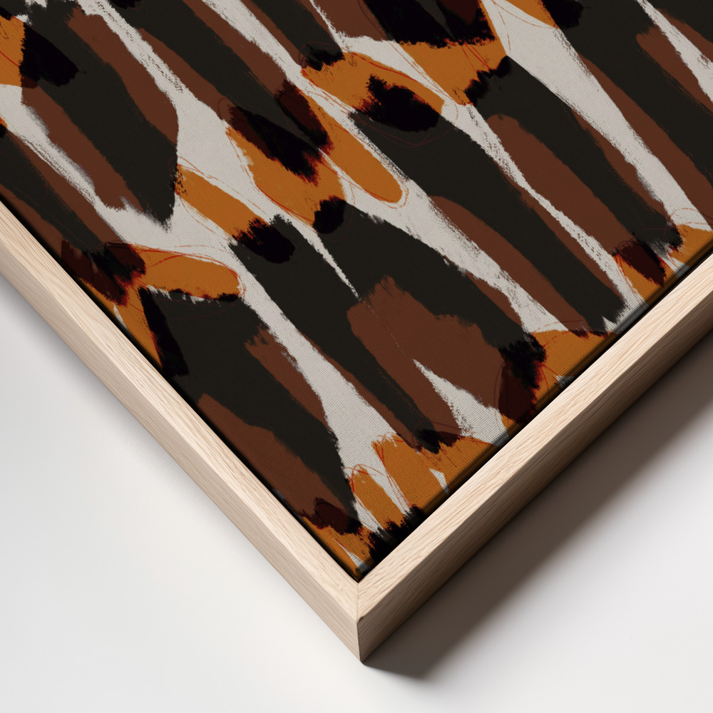 Canvas print - Brown Orange Brush Strokes frame close up - natural frame