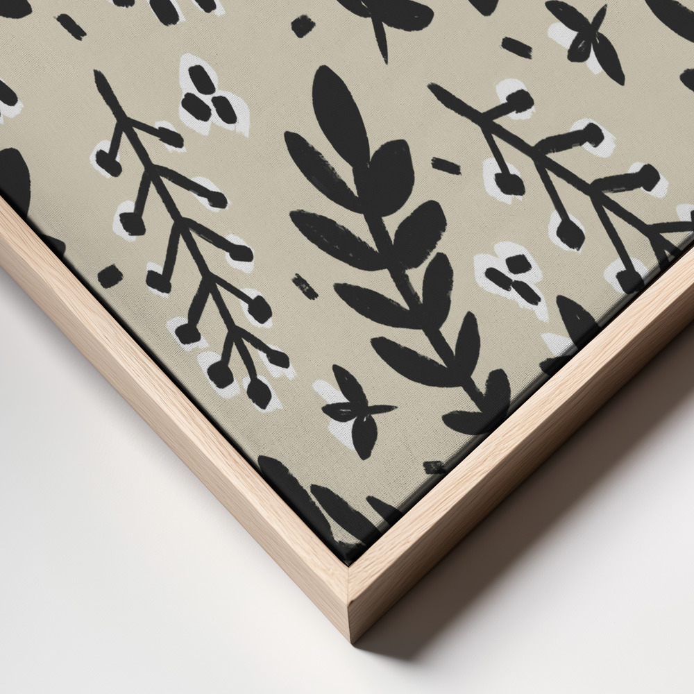 Canvas print - Branches on Beige Background Square frame close up - natural frame