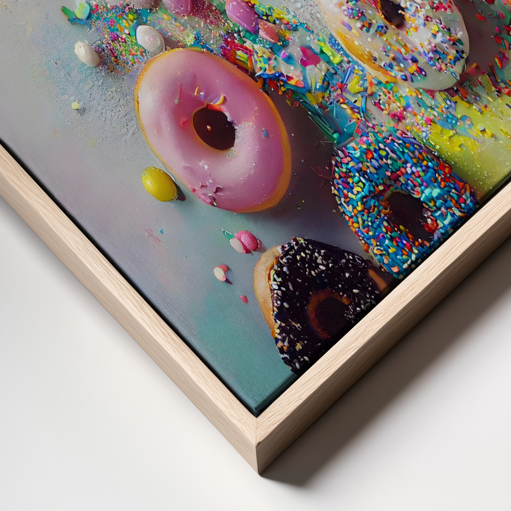 Canvas print - Delicious Donuts frame close up