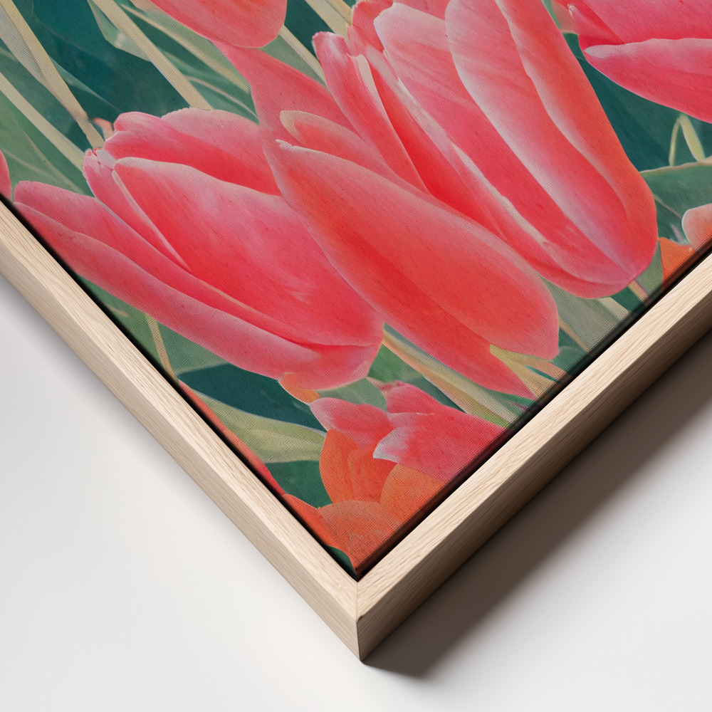 Canvas print - Pink Tulips frame close up