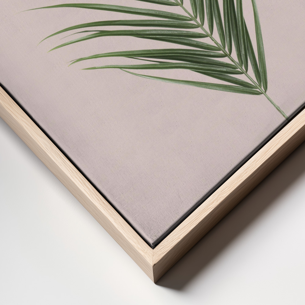 Leinwandbild - Palm Leaf Blush frame close up