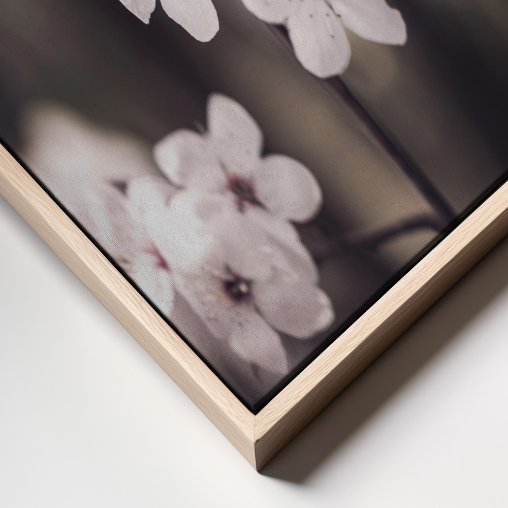 Obraz na płótnie - Blossoms ramka z bliska - naturalna ramka