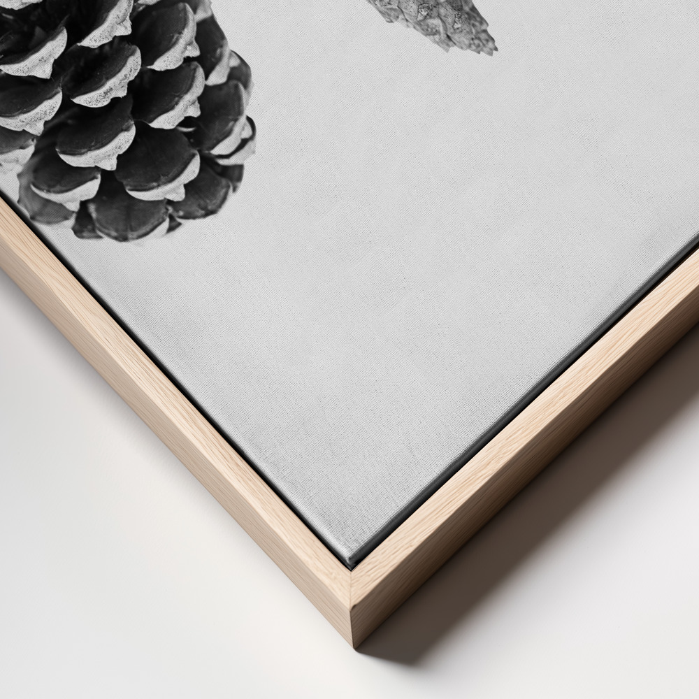 Obraz na płótnie - Pine Cone Study ramka z bliska - naturalna ramka