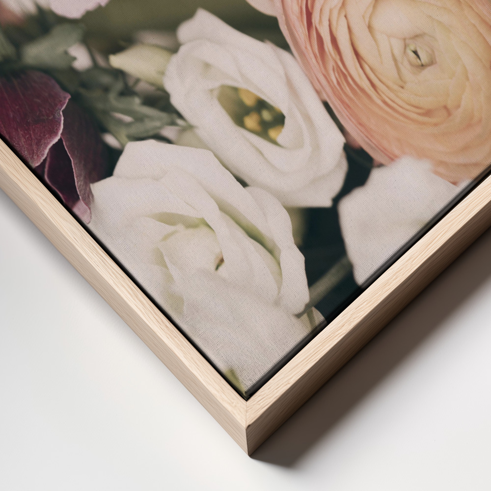 Canvas print - Pastel Bouquet frame close up - natural frame