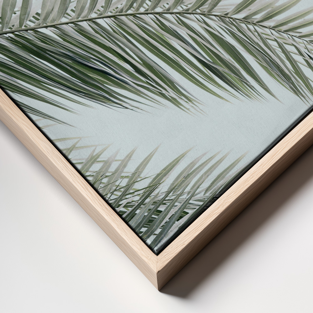 Canvas schilderi - Blue Palms frame close up - natuurlijk frame