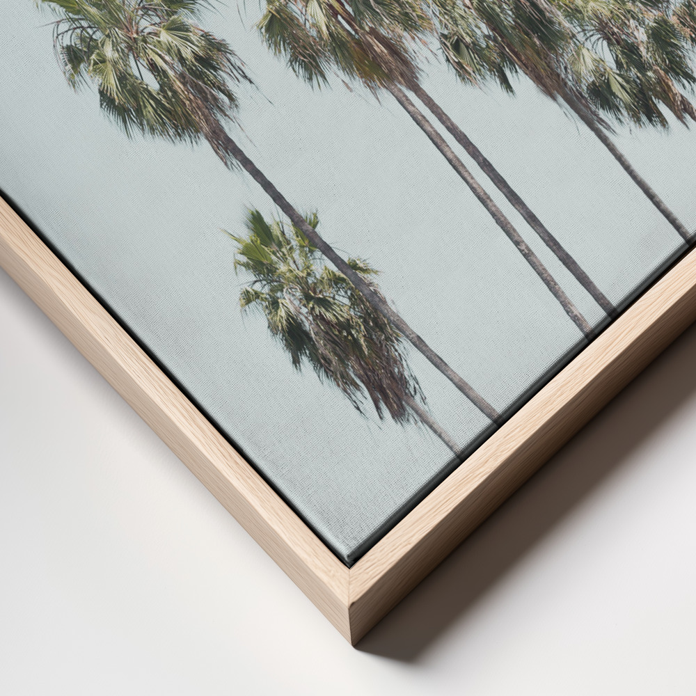 Canvas schilderi - Blue Palm Trees frame close up - natuurlijk frame