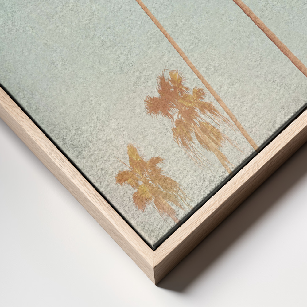 Canvas schilderi - Sunny Cali Palm Tree frame close up - natuurlijk frame