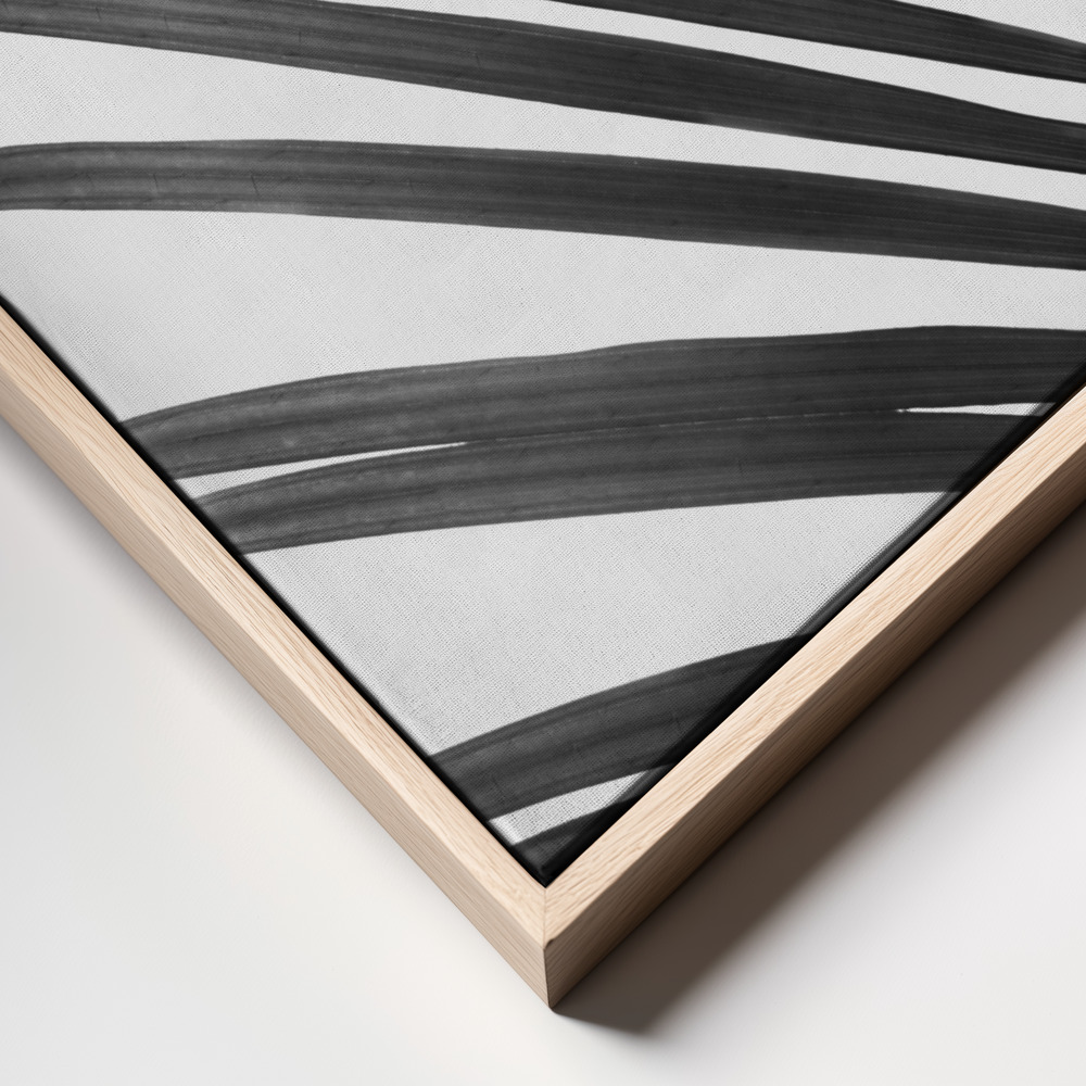 Canvas schilderi - BW Palm Leaf frame close up - natuurlijk frame