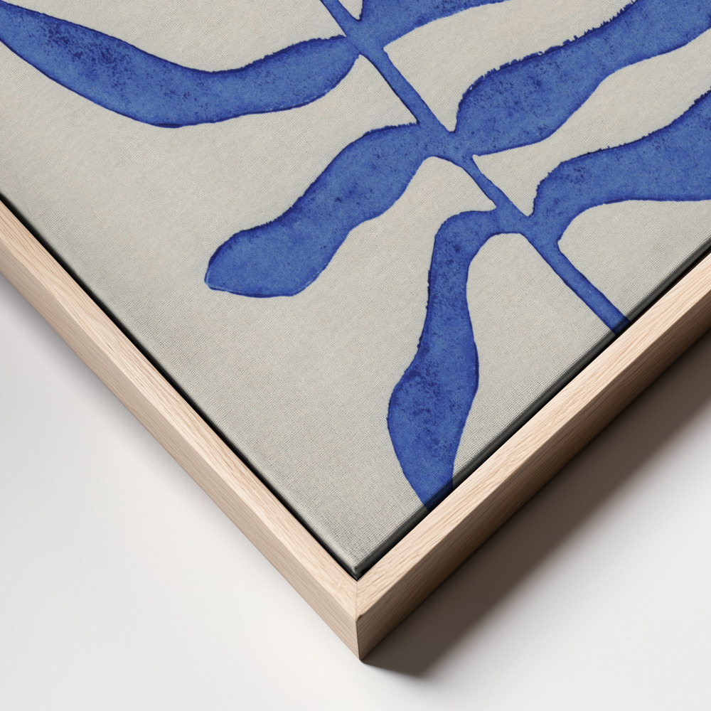 Canvastavla Red Flower / Lino Print - Tavla ram närbild - naturlig ram