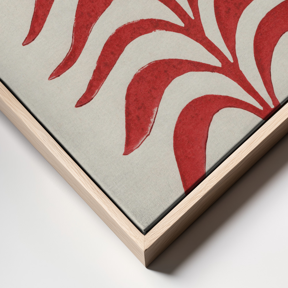 Canvas print - Red Branch / Lino Print frame close up