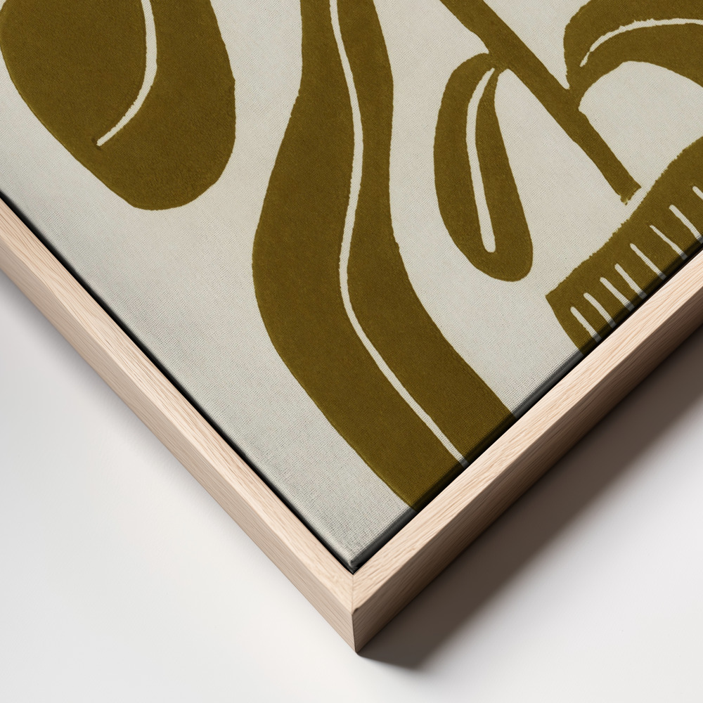Canvas print - Linocut Houseplant #2 frame close up