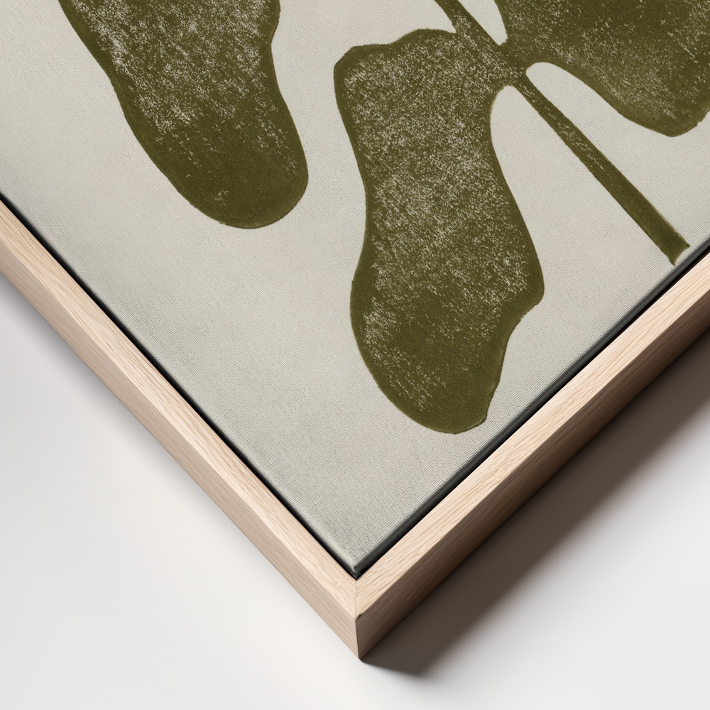 Leinwandbild - Linocut Plant frame close up
