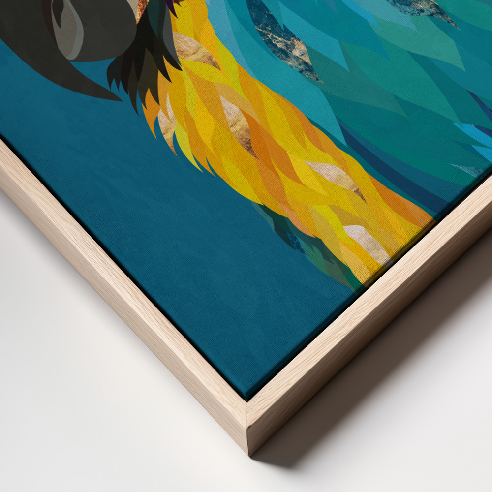 Canvas print - Vibrant macaw wearing glasses frame close up