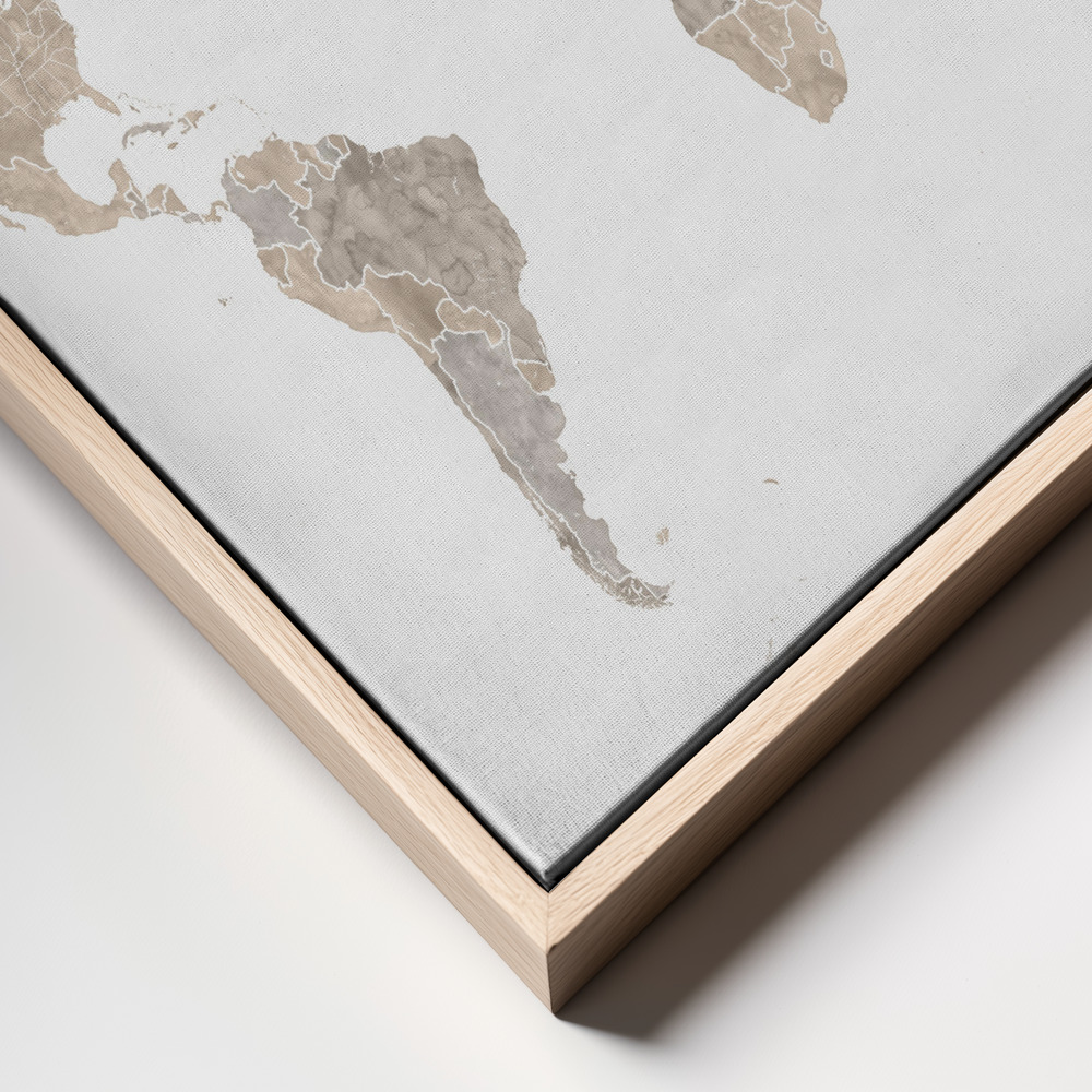 Canvastavla Abey world map no labels - Tavla - Outlet 90x60cm frame close up