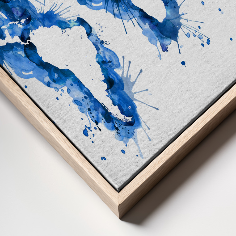 Canvas taulu - Blue strokes world map kehys lähikuva - luonnollinen kehys