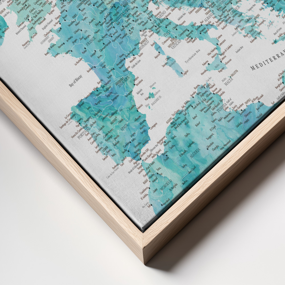 Toile - Aquamarine detailed map of Europe cadre en gros plan - cadre naturel
