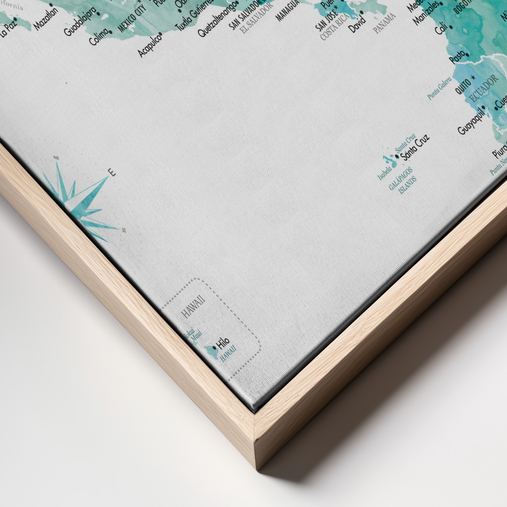 Canvas print - Aquamarine map of USA and Mexico frame close up