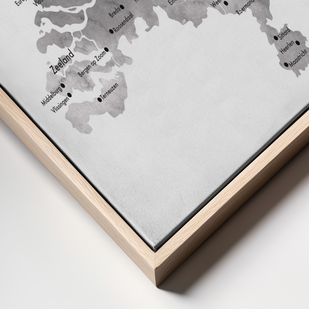 Canvas print - Gray map of the Netherlands frame close up