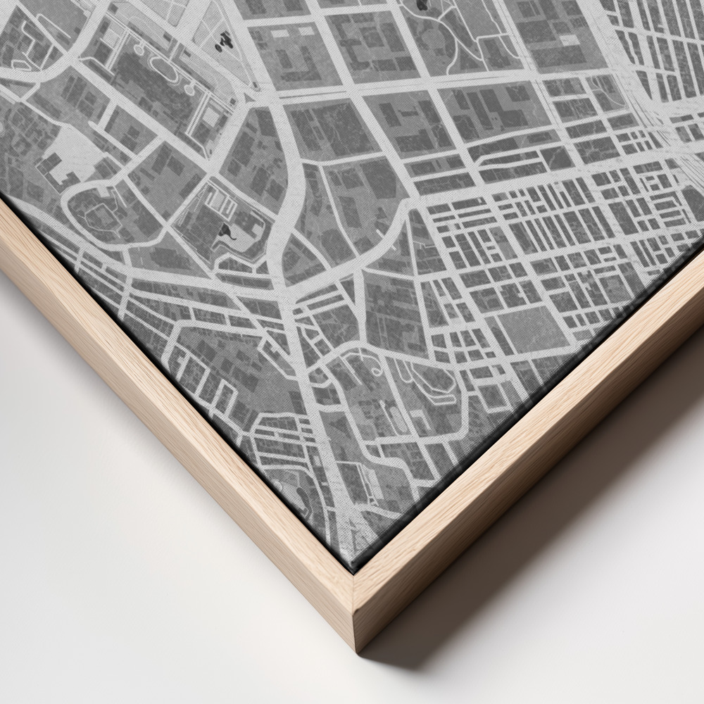 Canvas schilderi - Gray vintage map of Tokyo frame close up - natuurlijk frame
