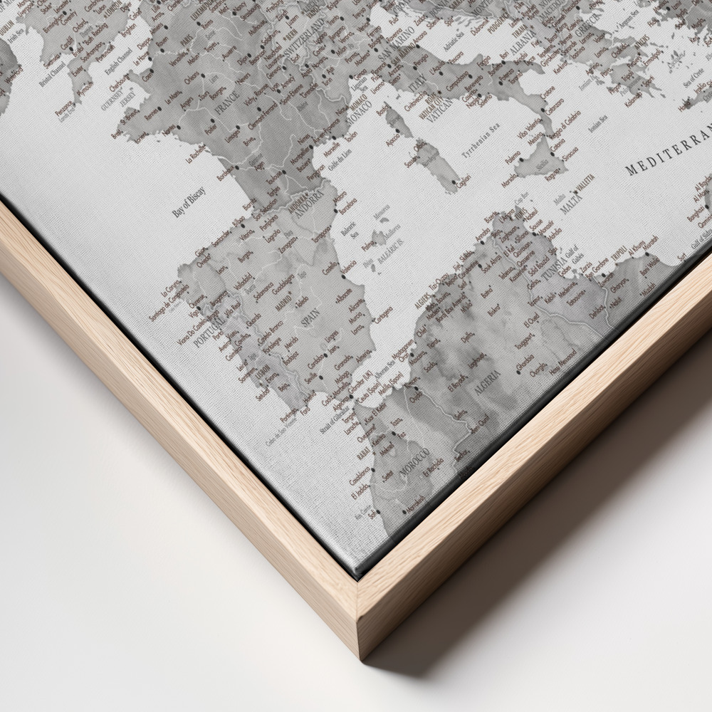 Toile - Gray watercolor Europe map cadre en gros plan - cadre naturel