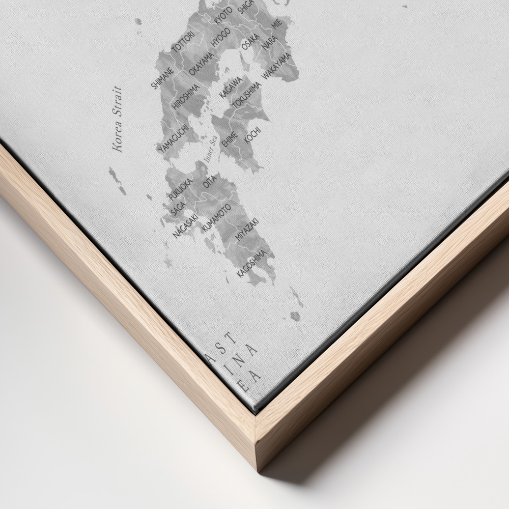 Toile - Gray watercorlor map of Japan cadre en gros plan - cadre naturel