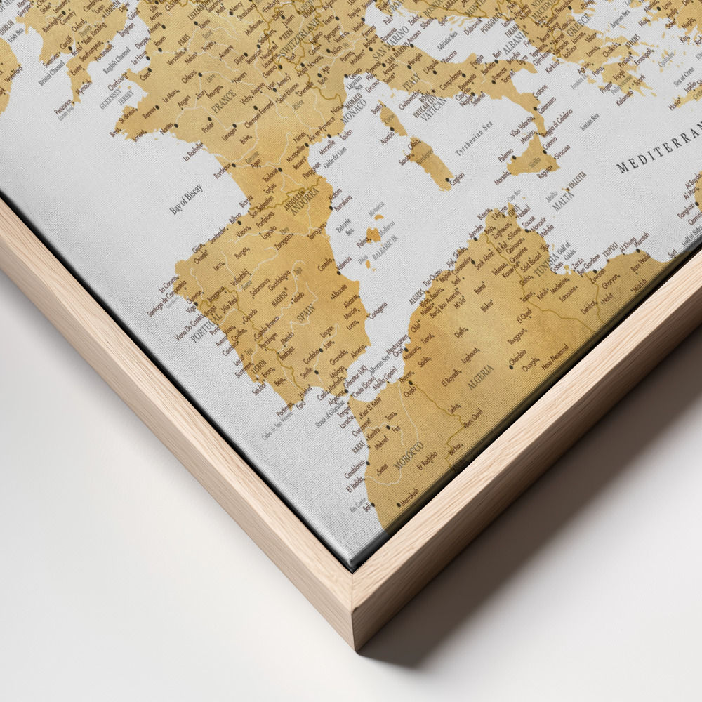 Toile - Golden detailed map of Europe cadre en gros plan - cadre naturel