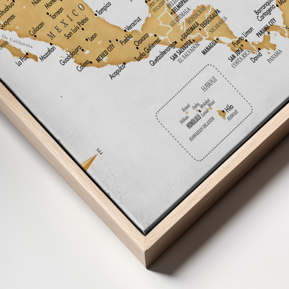 Toile - Golden map of USA and Mexico cadre en gros plan - cadre naturel