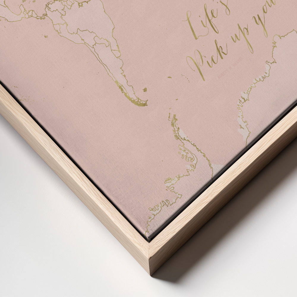 Toile - Inspirational pink and gold world map cadre en gros plan - cadre naturel