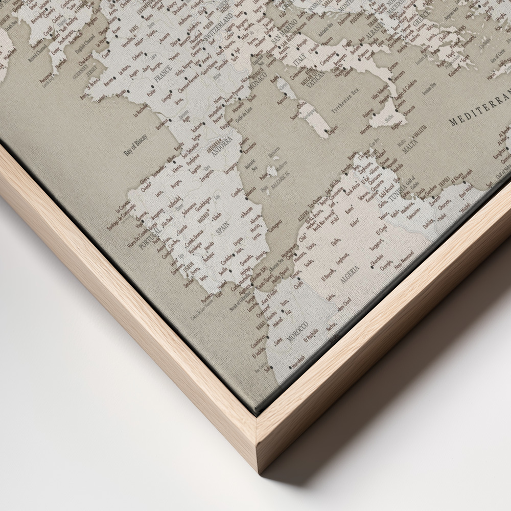 Canvas print - Vintage looking detailed map of Europe frame close up