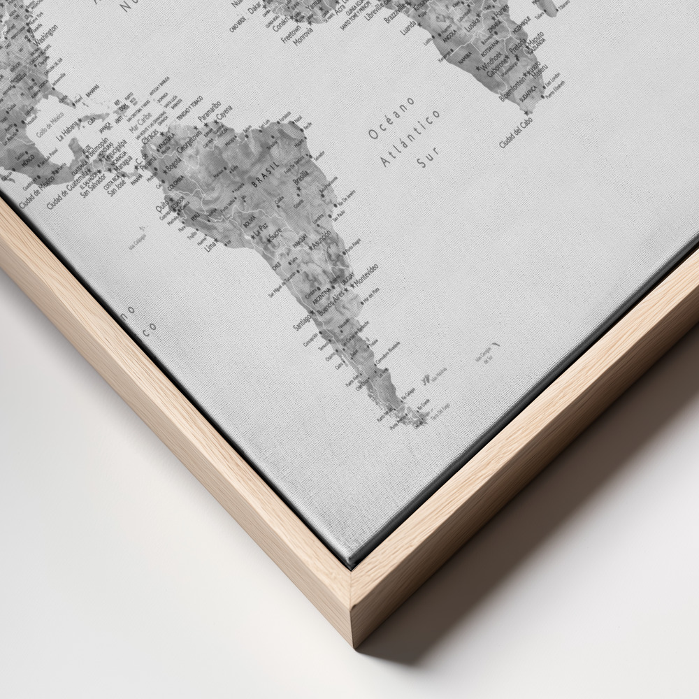 Canvas print - Jimmy world map in Spanish frame close up