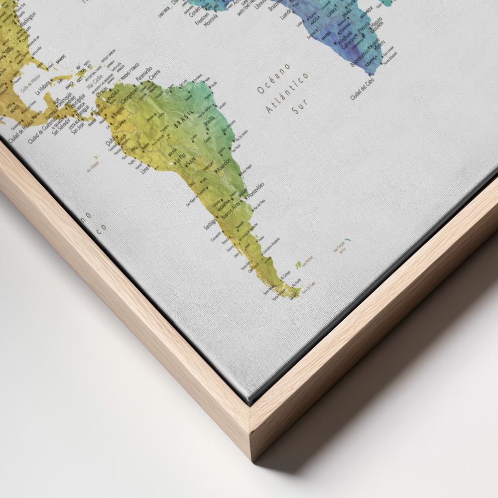 Toile - Jude world map in Spanish cadre en gros plan - cadre naturel