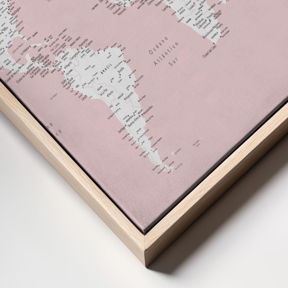 Toile - Leire world map in Spanish cadre en gros plan - cadre naturel
