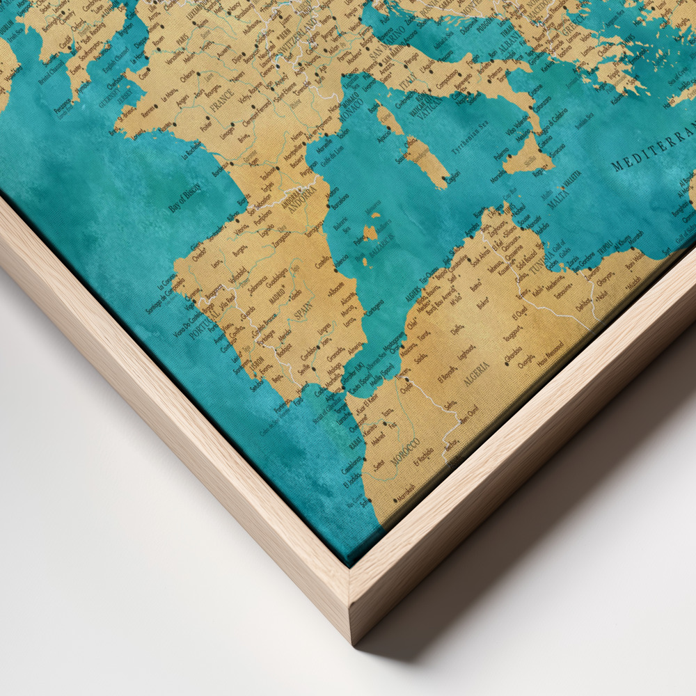 Leinwandbild - Lexy detailed Europe map frame close up