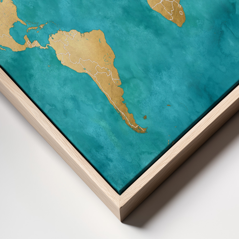 Canvas schilderi - Lexy world map frame close up - natuurlijk frame