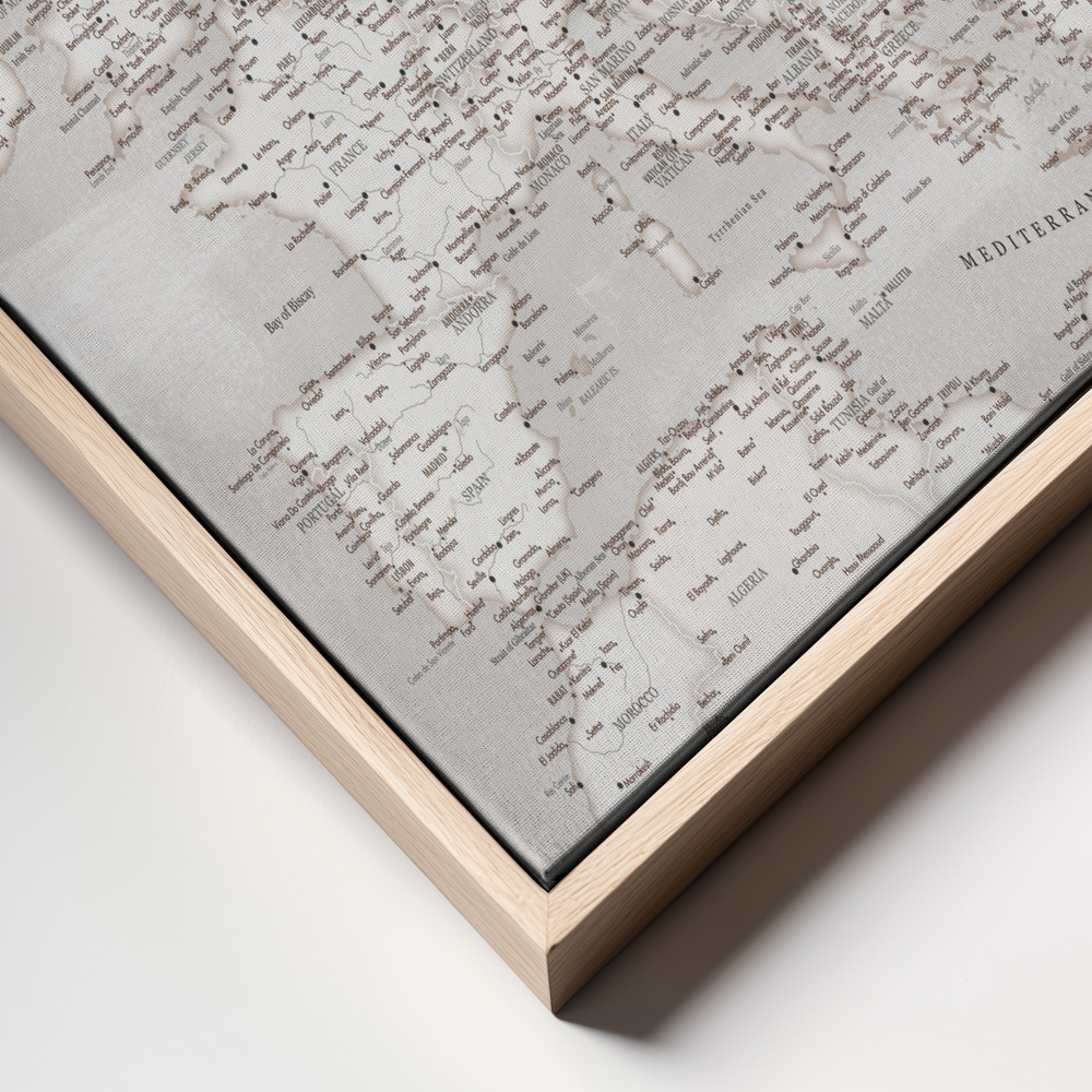 Canvas schilderi - Lysander detailed map of Europe frame close up - natuurlijk frame