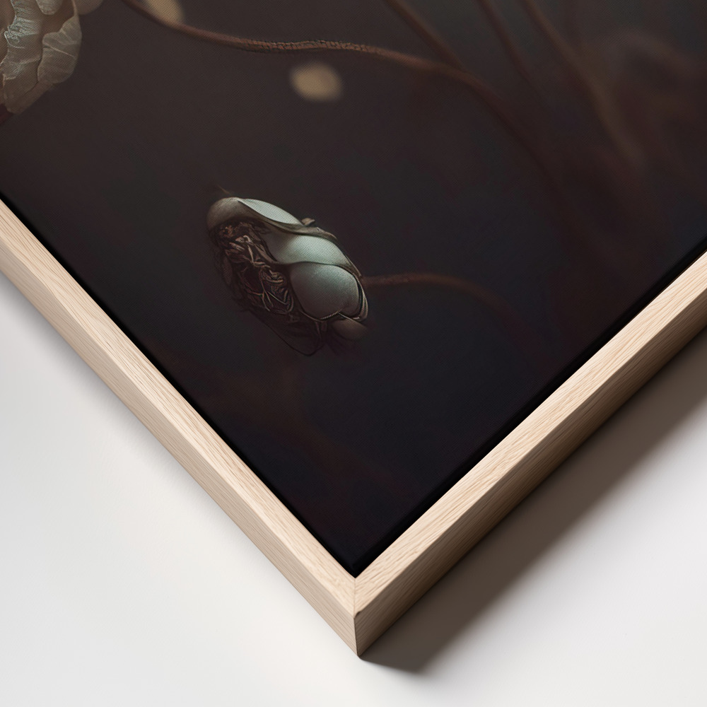 Stampe su tela - Creme Beige Flowers frame close up